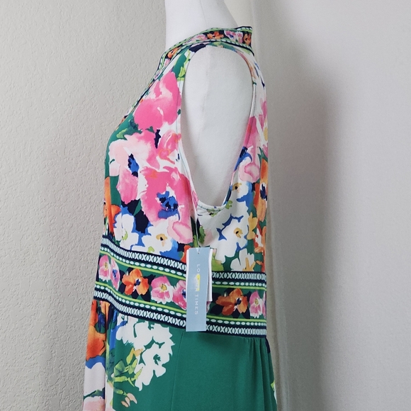 London Times Dress Sz 16 Sleeveless V-Neck Floral Maxi Preppy, Vacationwear - Picture 6 of 16